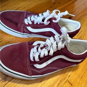 Vans Maroon and White Classic Sneakers